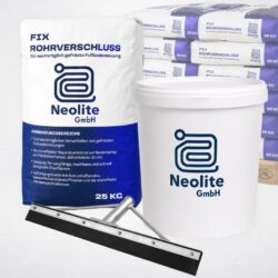 Fix Rohrverschluss, Fußbodenheizungfräsungen fachgerecht verschließen, Starter Set. Gummiflischieber, Mischeimer, 40 Sack, 1 Palette, Neolite